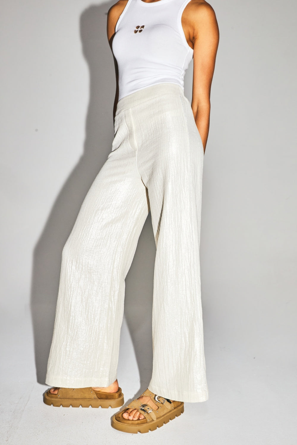 The Charlie Trousers In Textured Shiny Organic Cotton Made In Italy