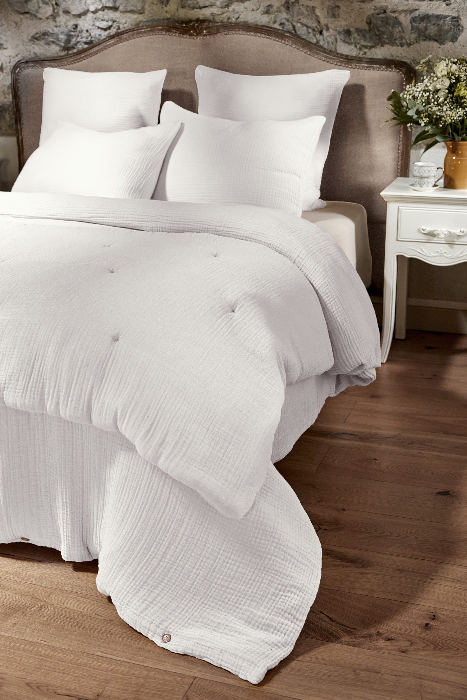 Ina - Pie De Cama - Cuádruple Gasa De Algodón Lisa - Chantilly