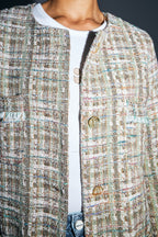 La chaqueta Toulouse de tweed reciclado arcoíris hecha en Italia