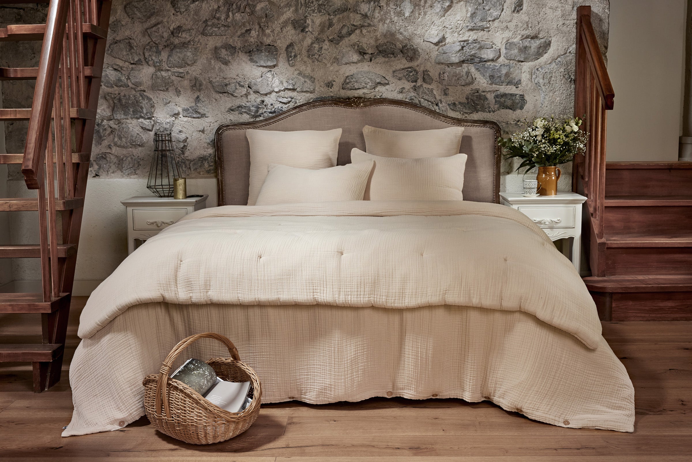 Ina - Duvet Cover - Plain Cotton Quadruple Gauze - Pampa