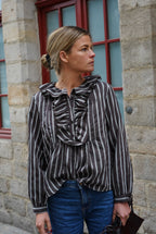Olympe Blouse Chocolate Stripe