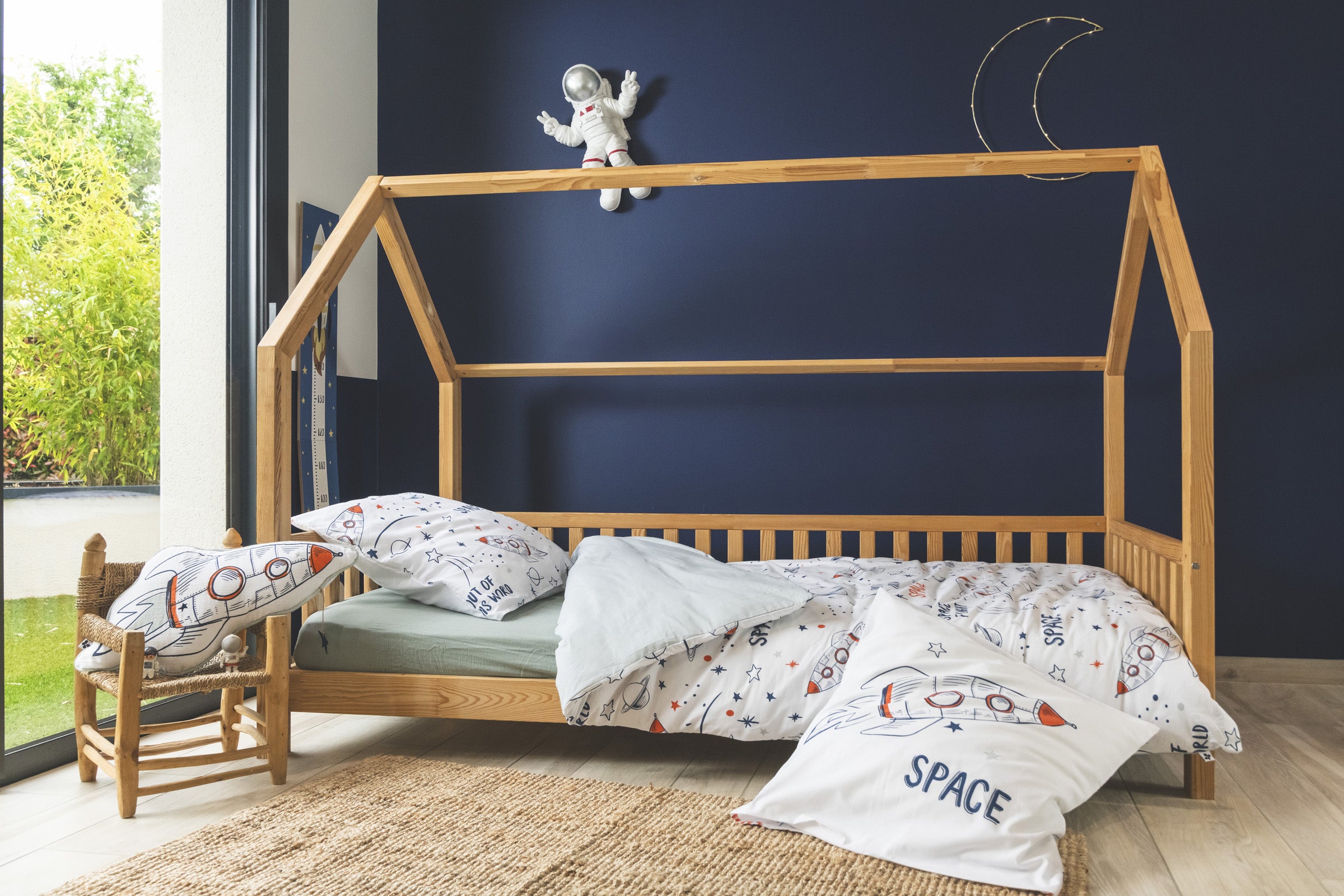 Galaxie - Parure De Lit (Housse De Couette + 1 Taie D'Oreiller) Coton Imprimé