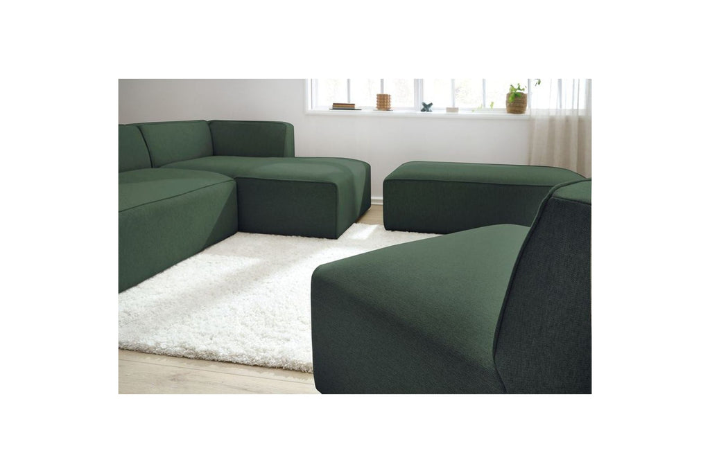 Megeve - Sofá esquinero fijo modular - Tejido liso con 1 módulo sin brazos y 1 puf - Esquina derecha