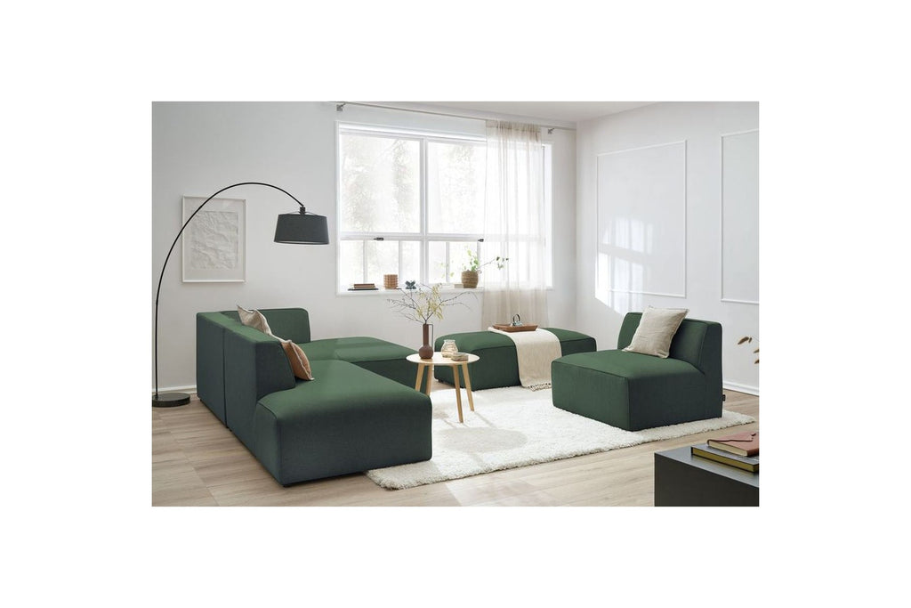 Megeve - Sofá esquinero fijo modular - Tejido liso con 1 módulo sin brazos y 1 puf - Esquina derecha