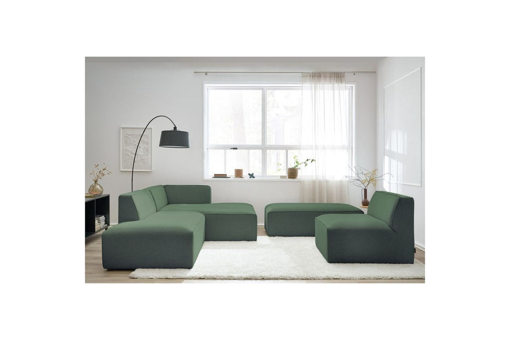 Megeve - Sofá esquinero fijo modular - Tejido liso con 1 módulo sin brazos y 1 puf - Esquina derecha