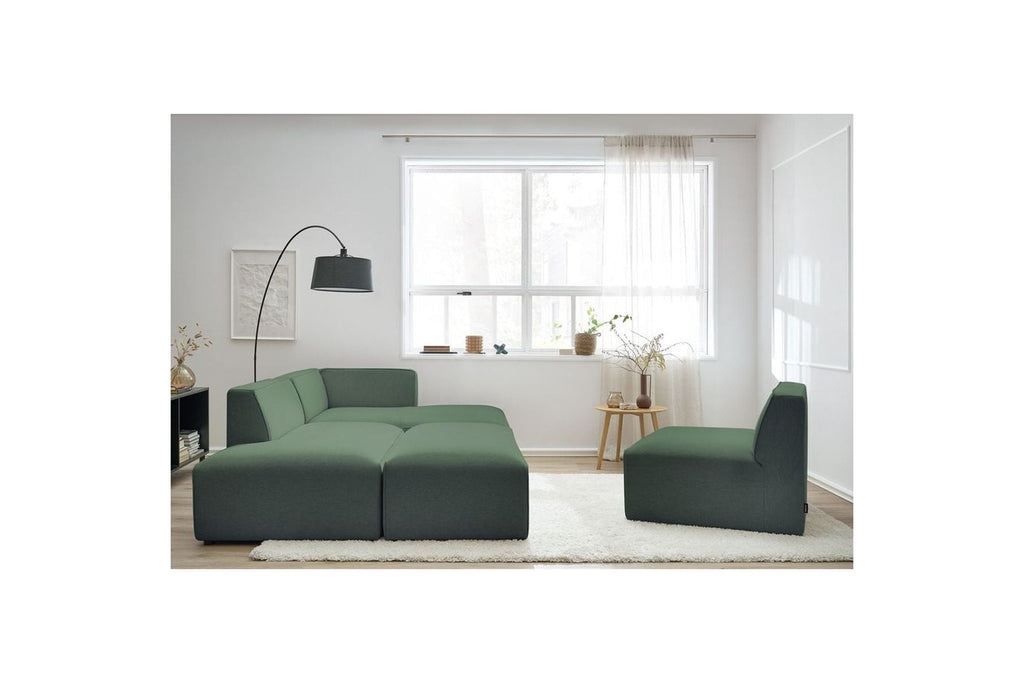 Megeve - Sofá esquinero fijo modular - Tejido liso con 1 módulo sin brazos y 1 puf - Esquina derecha