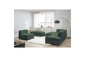 Megeve - Fixed Modular Corner Sofa - Smooth Fabric with 1 Armless Chair and 1 Pouffe - Left Corner
