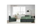 Megeve - Fixed Modular Corner Sofa - Smooth Fabric with 1 Armless Chair and 1 Pouffe - Left Corner