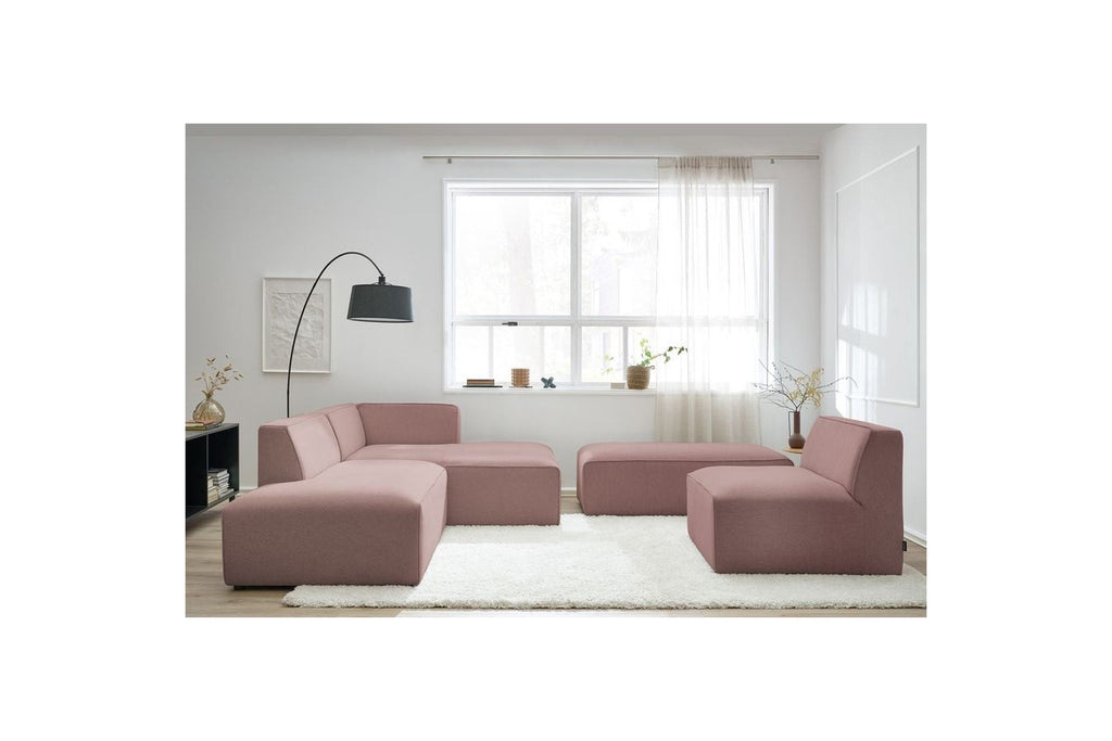 Megeve - Sofá esquinero fijo modular - Tejido liso con 1 módulo sin brazos y 1 puf - Esquina derecha