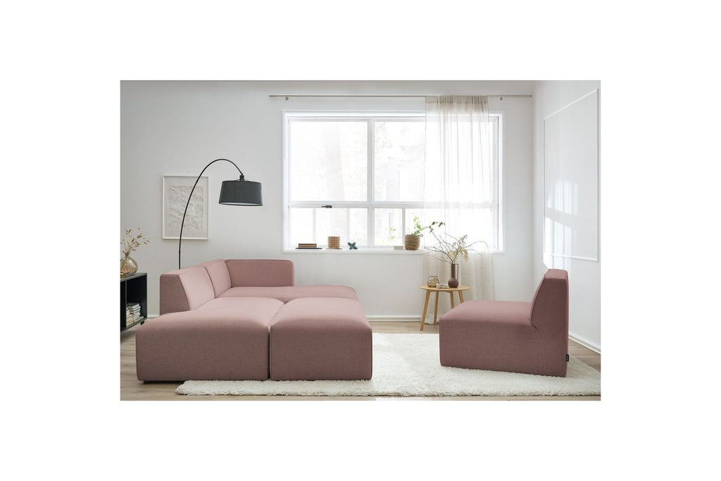 Megeve - Sofá esquinero fijo modular - Tejido liso con 1 módulo sin brazos y 1 puf - Esquina derecha