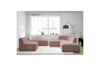 Megeve - Fixed Modular Corner Sofa - Smooth Fabric with 1 Armless Chair and 1 Pouffe - Left Corner