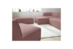 Megeve - Fixed Modular Corner Sofa - Smooth Fabric with 1 Armless Chair and 1 Pouffe - Left Corner