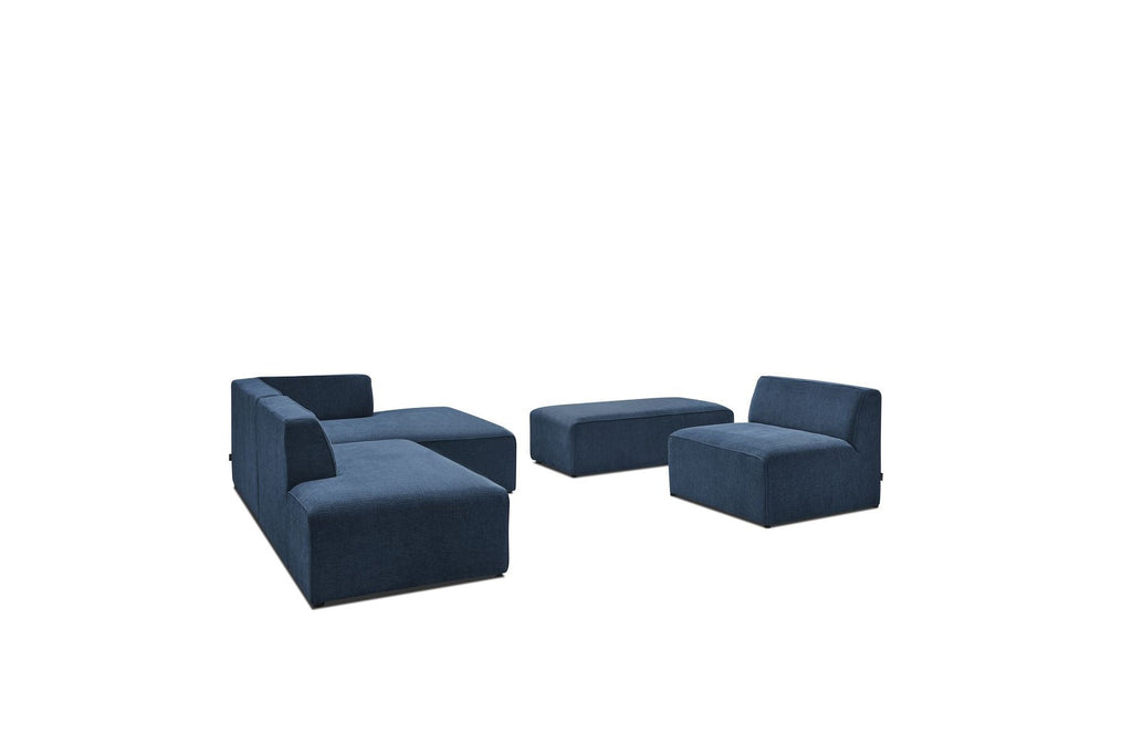 Sofá esquinero fijo modular - Megeve - Tela texturizada - Con 1 sillón y 1 puf - Esquina derecha