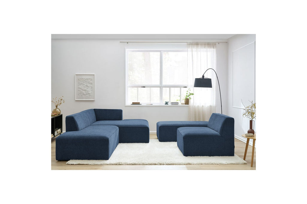 Sofá esquinero fijo modular - Megeve - Tela texturizada - Con 1 sillón y 1 puf - Esquina derecha