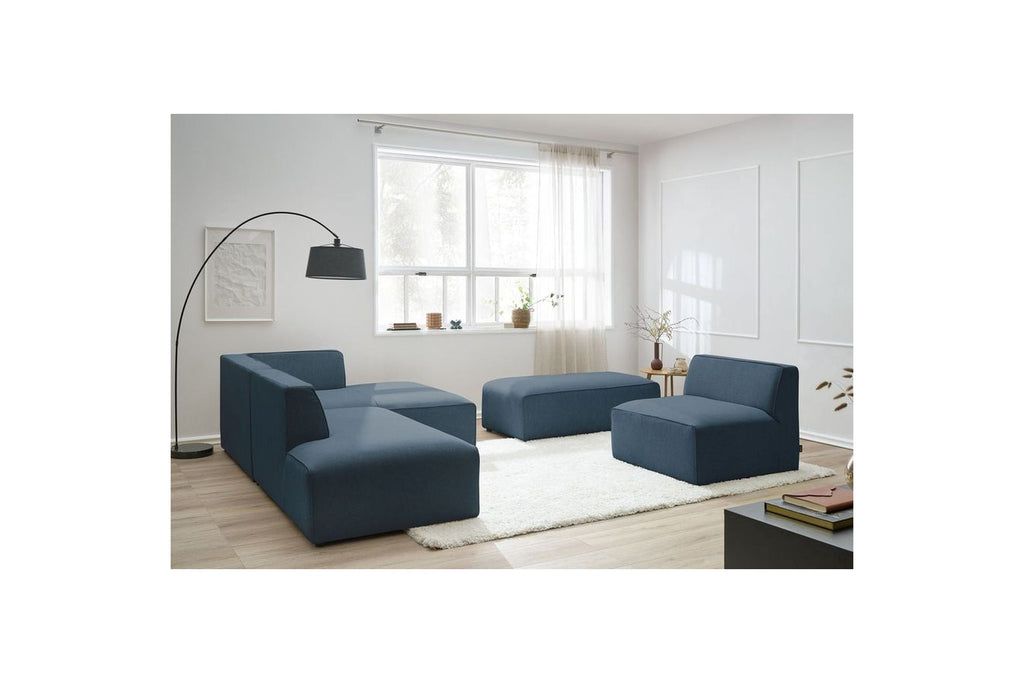 Megeve - Sofá esquinero fijo modular - Tejido liso con 1 módulo sin brazos y 1 puf - Esquina derecha