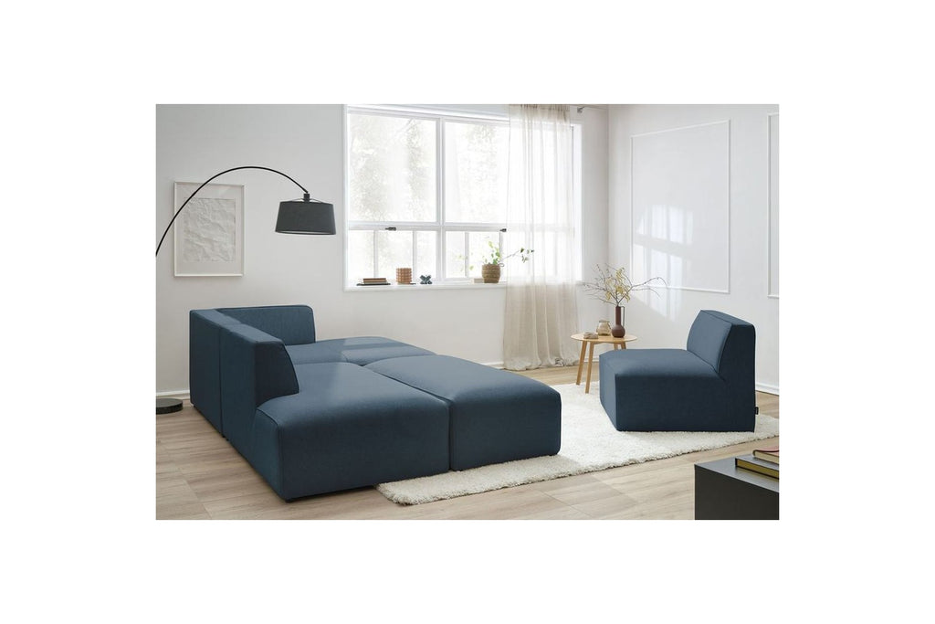 Megeve - Sofá esquinero fijo modular - Tejido liso con 1 módulo sin brazos y 1 puf - Esquina derecha
