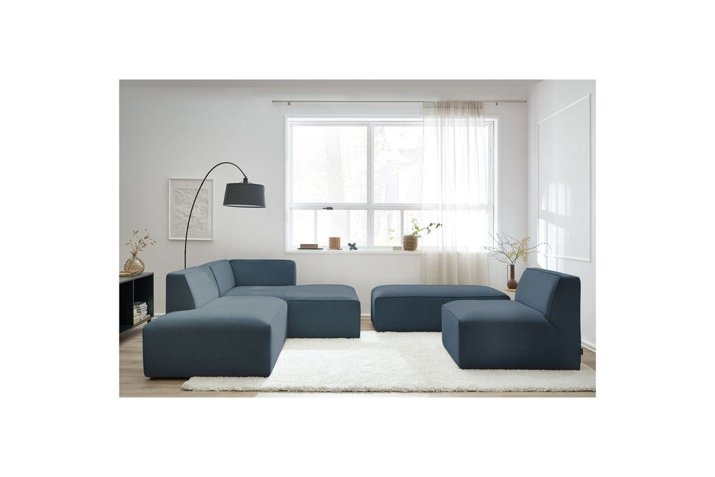 Megeve - Sofá esquinero fijo modular - Tejido liso con 1 módulo sin brazos y 1 puf - Esquina derecha