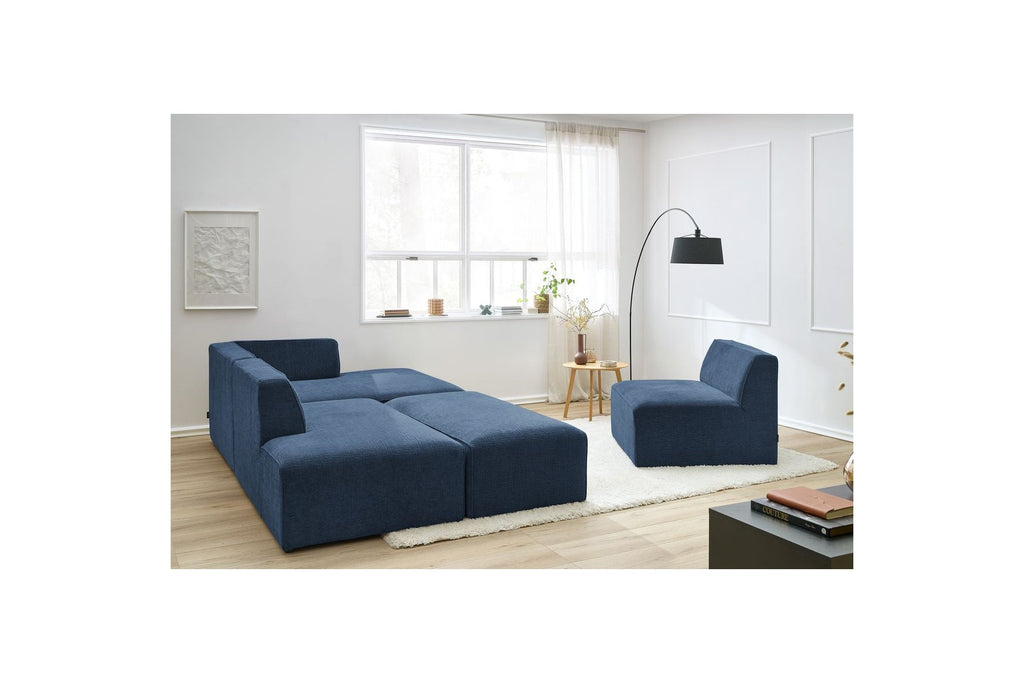 Sofá esquinero fijo modular - Megeve - Tela texturizada - Con 1 sillón y 1 puf - Esquina derecha