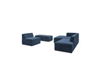 Modular Fixed Corner Sofa - Megeve - Textured Fabric - With 1 Armless Chair and 1 Pouffe - Left Corner