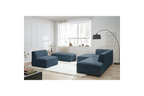 Megeve - Fixed Modular Corner Sofa - Smooth Fabric with 1 Armless Chair and 1 Pouffe - Left Corner