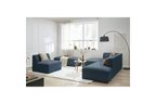 Megeve - Fixed Modular Corner Sofa - Smooth Fabric with 1 Armless Chair and 1 Pouffe - Left Corner