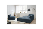 Megeve - Fixed Modular Corner Sofa - Smooth Fabric with 1 Armless Chair and 1 Pouffe - Left Corner
