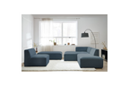 Megeve - Fixed Modular Corner Sofa - Smooth Fabric with 1 Armless Chair and 1 Pouffe - Left Corner