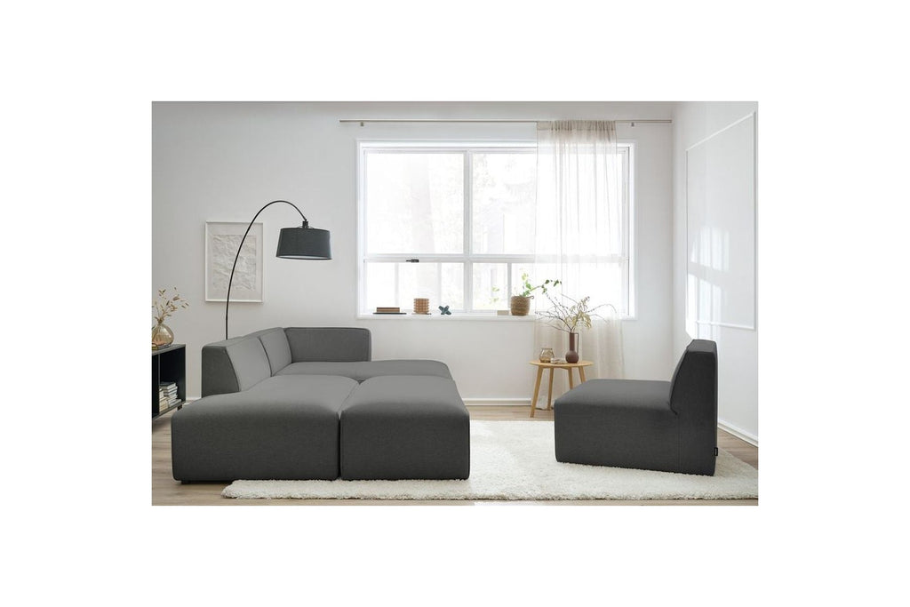 Megeve - Sofá esquinero fijo modular - Tejido liso con 1 módulo sin brazos y 1 puf - Esquina derecha
