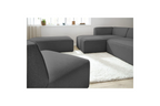 Megeve - Fixed Modular Corner Sofa - Smooth Fabric with 1 Armless Chair and 1 Pouffe - Left Corner