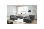 Megeve - Fixed Modular Corner Sofa - Smooth Fabric with 1 Armless Chair and 1 Pouffe - Left Corner