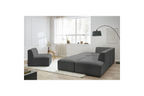 Megeve - Fixed Modular Corner Sofa - Smooth Fabric with 1 Armless Chair and 1 Pouffe - Left Corner