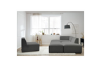 Megeve - Fixed Modular Corner Sofa - Smooth Fabric with 1 Armless Chair and 1 Pouffe - Left Corner