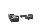 Sofá esquinero fijo modular - Megeve - Tela texturizada - Con 1 sillón y 1 puf - Esquina derecha