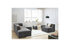 Sofá esquinero fijo modular - Megeve - Tela texturizada - Con 1 sillón y 1 puf - Esquina derecha
