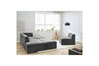Sofá esquinero fijo modular - Megeve - Tela texturizada - Con 1 sillón y 1 puf - Esquina derecha