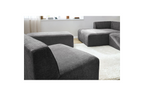 Modular Fixed Corner Sofa - Megeve - Textured Fabric - With 1 Armless Chair and 1 Pouffe - Left Corner