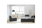 Modular Fixed Corner Sofa - Megeve - Textured Fabric - With 1 Armless Chair and 1 Pouffe - Left Corner