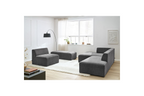 Modular Fixed Corner Sofa - Megeve - Textured Fabric - With 1 Armless Chair and 1 Pouffe - Left Corner
