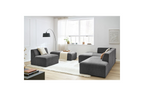 Modular Fixed Corner Sofa - Megeve - Textured Fabric - With 1 Armless Chair and 1 Pouffe - Left Corner