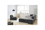 Modular Fixed Corner Sofa - Megeve - Textured Fabric - With 1 Armless Chair and 1 Pouffe - Left Corner