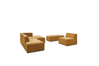 Sofá esquinero fijo modular - Megeve - Tela texturizada - Con 1 sillón y 1 puf - Esquina derecha