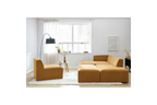 Modular Fixed Corner Sofa - Megeve - Textured Fabric - With 1 Armless Chair and 1 Pouffe - Left Corner