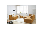 Modular Fixed Corner Sofa - Megeve - Textured Fabric - With 1 Armless Chair and 1 Pouffe - Left Corner