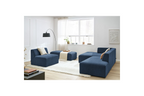 Modular Fixed Corner Sofa - Megeve - Textured Fabric - With 1 Armless Chair and 1 Pouffe - Left Corner