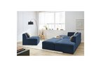 Modular Fixed Corner Sofa - Megeve - Textured Fabric - With 1 Armless Chair and 1 Pouffe - Left Corner