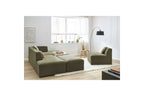 Sofá esquinero fijo modular - Megeve - Tela texturizada - Con 1 sillón y 1 puf - Esquina derecha