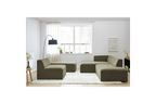 Modular Fixed Corner Sofa - Megeve - Textured Fabric - With 1 Armless Chair and 1 Pouffe - Left Corner