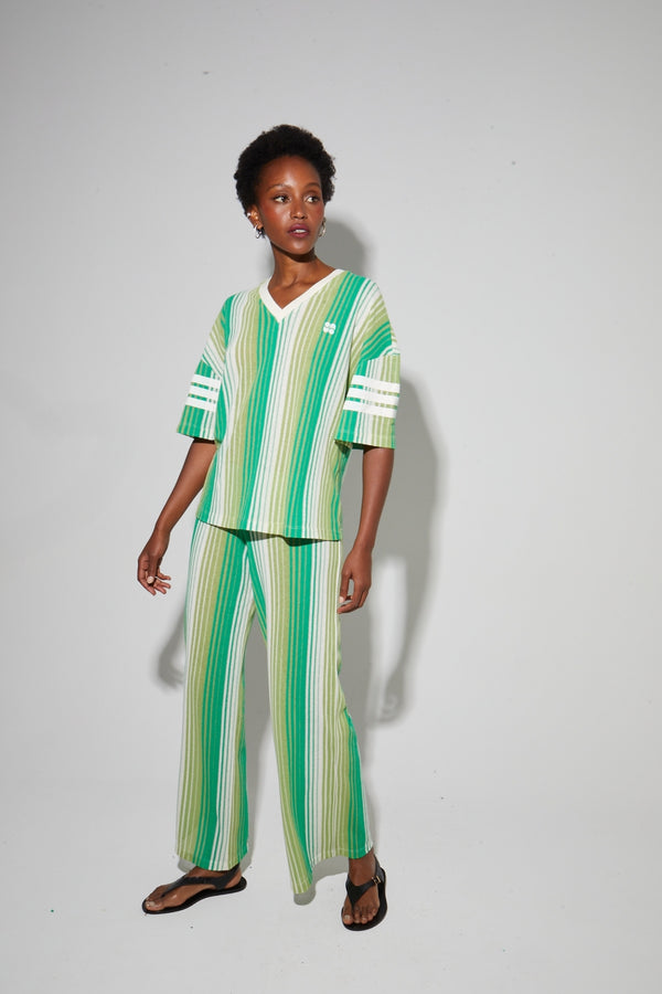 Blusa Billy Italiana De Punto A Rayas Verde