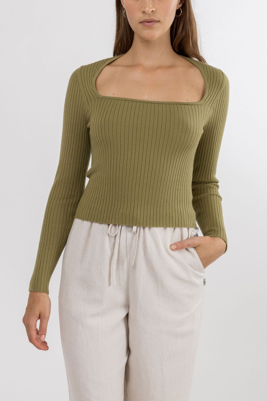 Rhythm - Pull Andie Ls - Olive - Femme