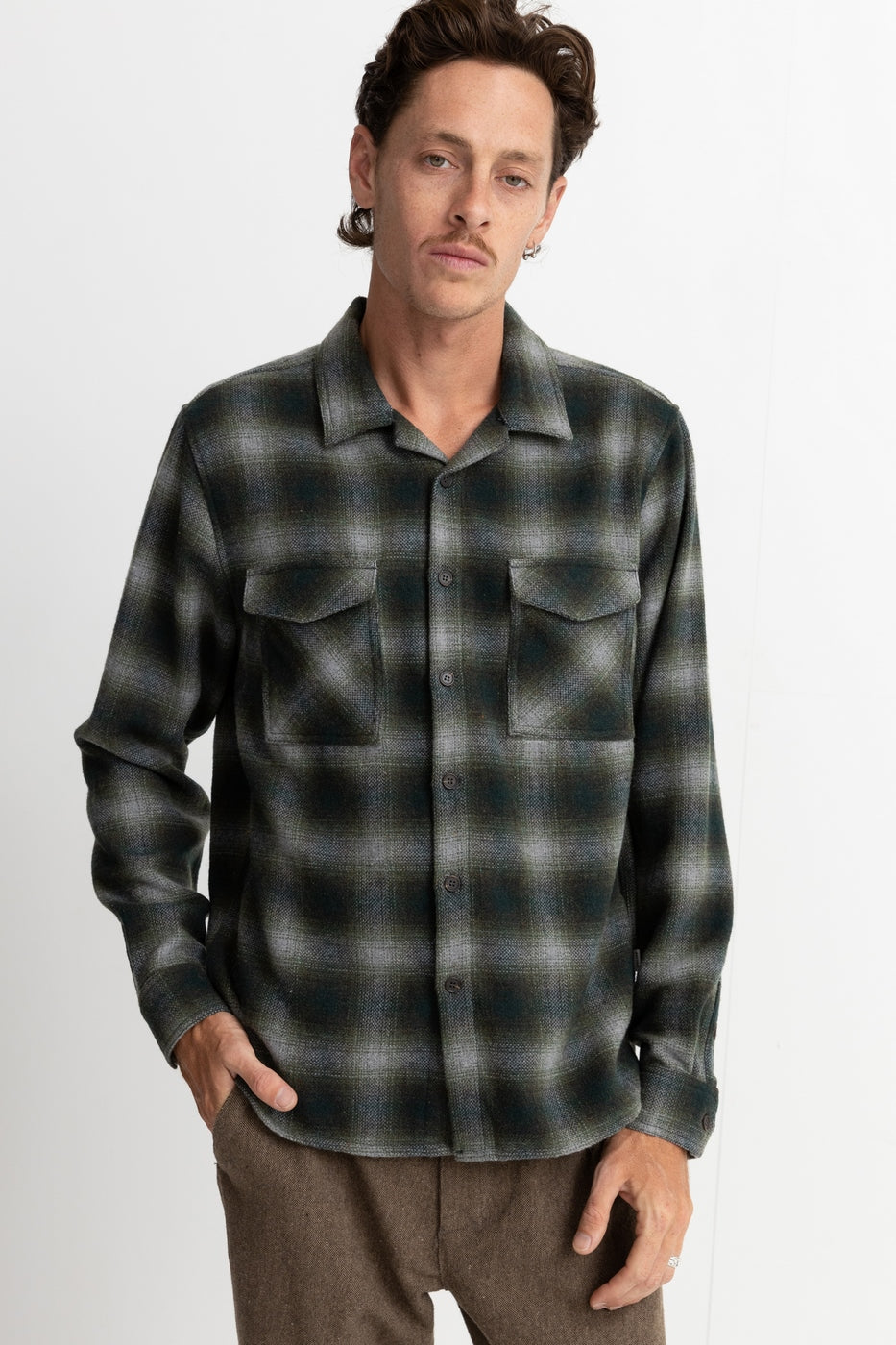 Rhythm - Chemise Manches Longues Plaid Flannel - Pine - Homme